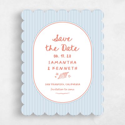 Blue Scalloped Wedding Save the Date - Sole Portrait