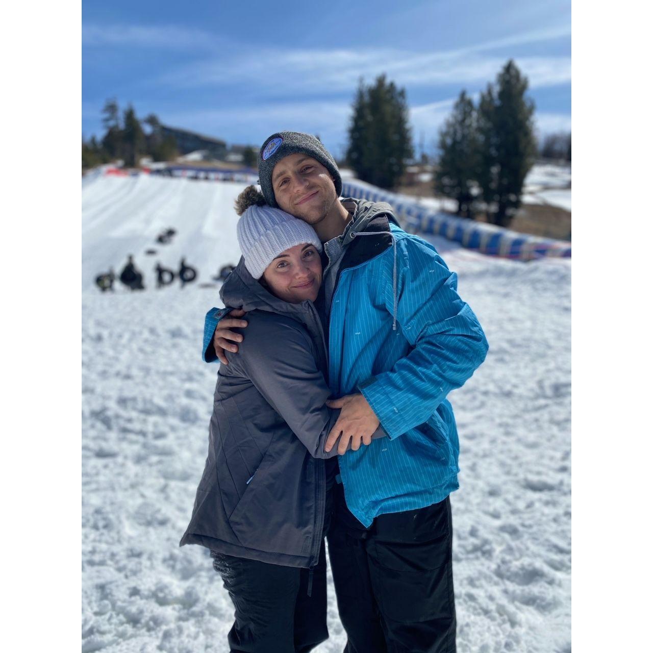 Our first picture together--on a snow trip with our friends in Big Bear!