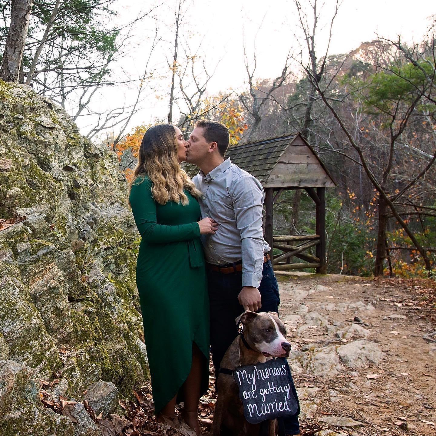 Engagement pictures at Wissahickon Valley Park with Lincoln.