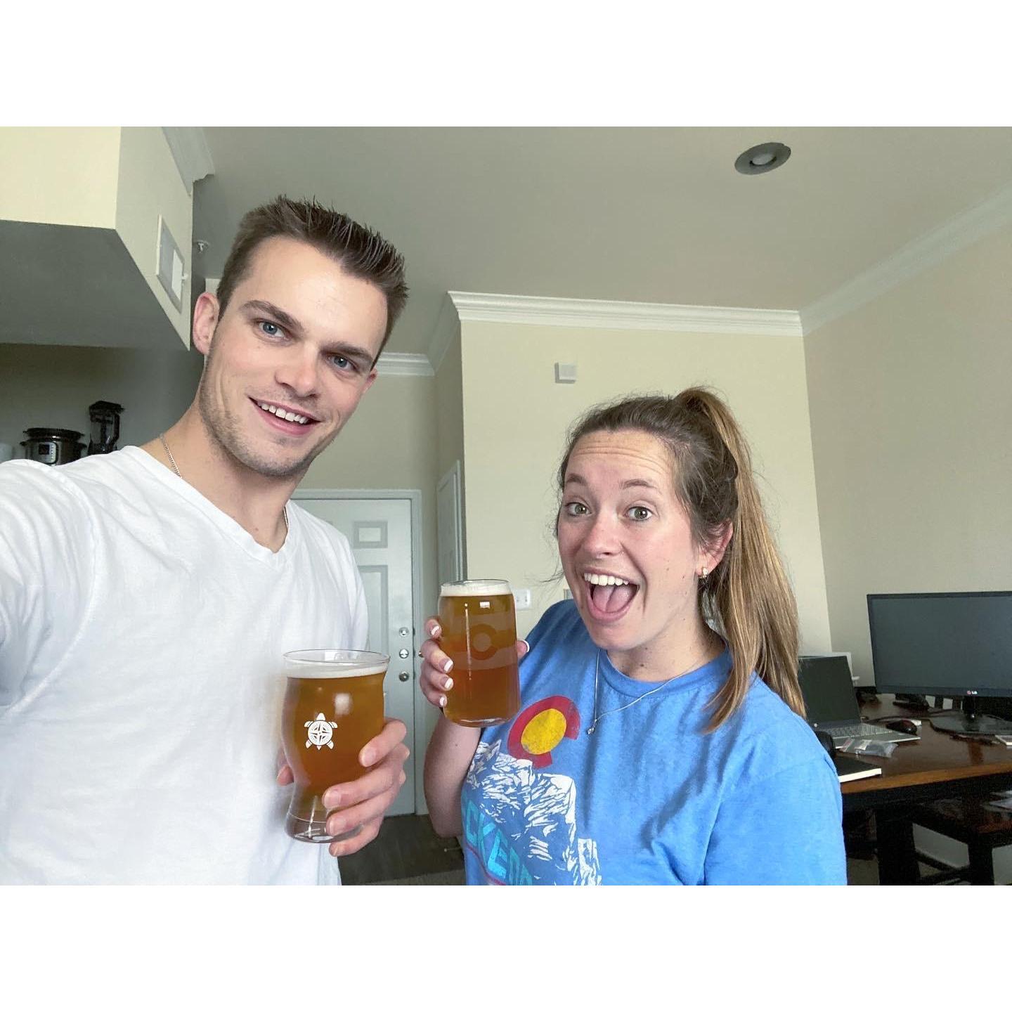 Will loves home brewing his own beer, so Tara started helping him brew in their 700sqft apartment!