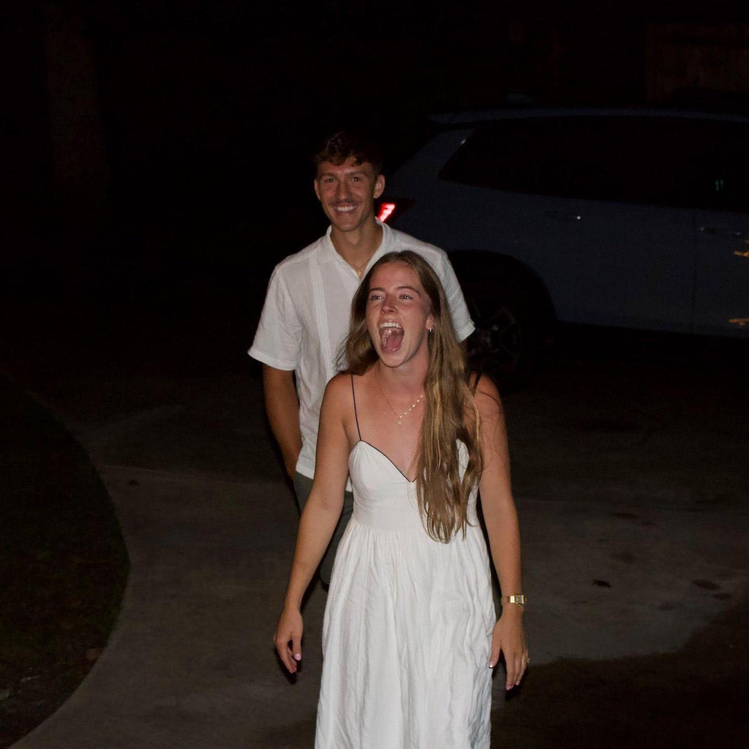 The surprises didn't stop there...pulling into the driving I said to Kat "I promise I will never lie to you again..." as she turned to see her family drove down to celebrate with us. - Jon