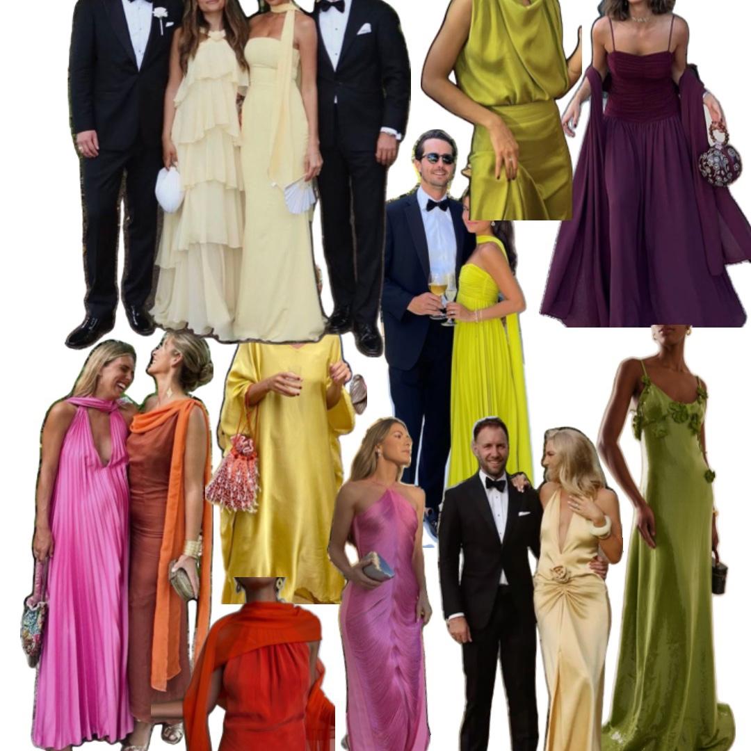 A little inspiration to help you dress the part- black tie, but colorful, expressive, and chic. Men encouraged to wear tuxedos or dark suits.