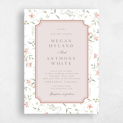 Coral, Pink Wedding Invitation - Vasara Portrait