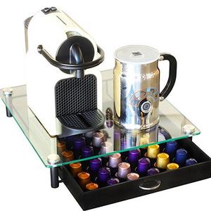 DecoBros Crystal Tempered Glass Nespresso OriginalLine Storage Drawer Holder for Capsules