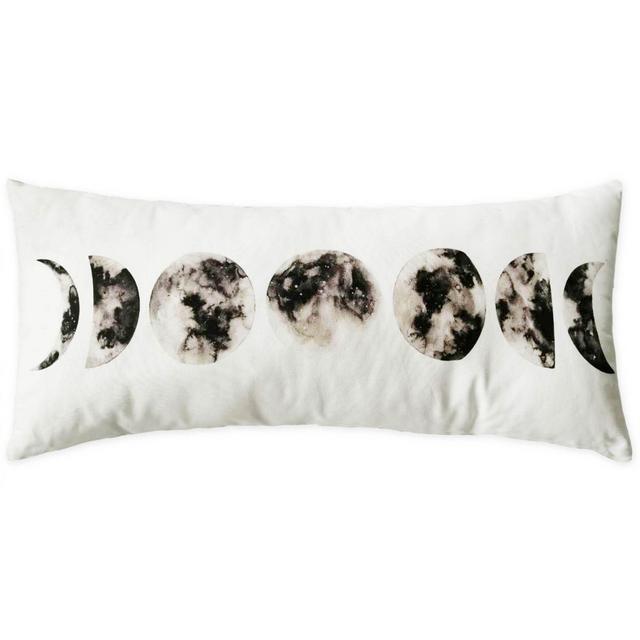 Global Caravan Moon Oblong Throw Pillow in White/Grey