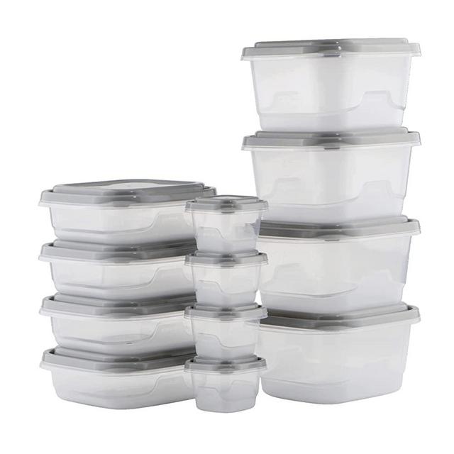 Good Cook EveryWare 24-Piece BPA-Free Plastic Food Storage Container Set, Clear/Grey, (41757)
