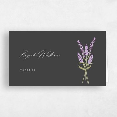 Dark Charcoal, Grey Wedding Place Card - Marat