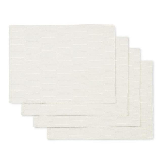 Martha Stewart Honeycomb Modern Farmhouse Reversible Placemat 4-Pack Set, Beige, 13"x17.5"
