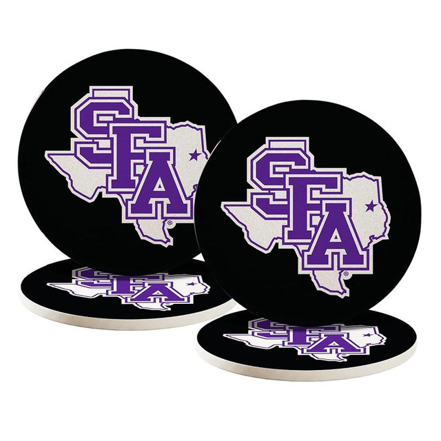 Desert Cactus Stephen F. Austin State University Circle Ceramic Coasters 4 Pack Lumberjacks SFA Absorbent Drink Coasters with Cork Backing (Design A)