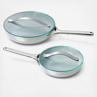 4-Piece Ceramic Non-Stick Fry Pan Set with Glass Lids