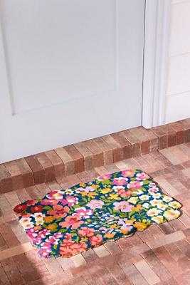 Cassia Printed Coir Floral-Shaped Doormat