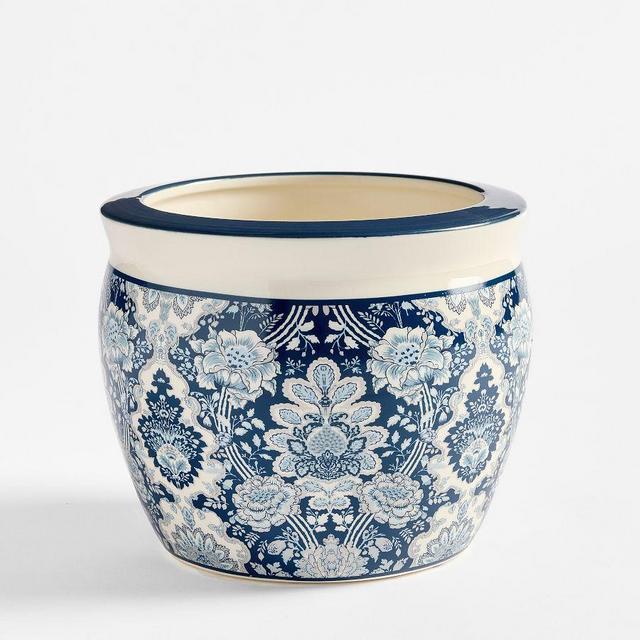 Kravet Arboretum Medium Cachepot - Indigo Blue