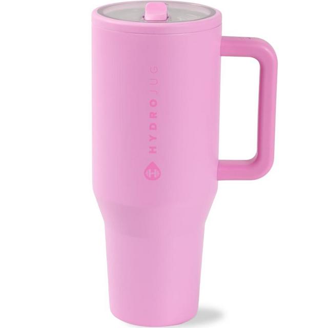 HydroJug Traveler - Modern 40 oz Tumbler with Handle & Simple Flip Straw - Car Cup Holder Friendly, Leak Resistant Water Bottle-Reusable Insulated Stainless Steel & Rubber Base - Gifts for Women & Men