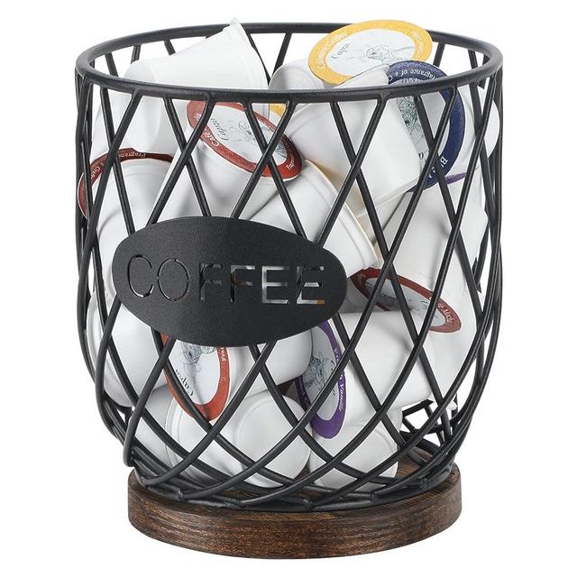 YINMIT K Cup Holder Organizer, Sturdy Coffee Pod Holder Organizer, 35 Kcup Large Capacity Storage Basket for Kitchen Counter and Office Desktop, Add Attractiveness to Your Coffee Bar Area (Circular Grid)