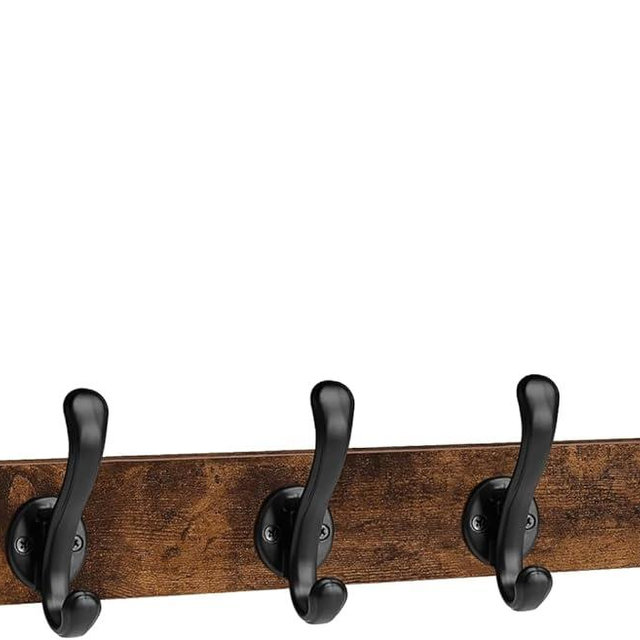 Homode Over The Door Hooks Heavy Duty, Wood Over Door Hanger Hook, Over Door Towel Rack with Coat Hooks for Hanging Towels Clothes Hats Bags, Back of Bathroom Door, Rustic Brown Black