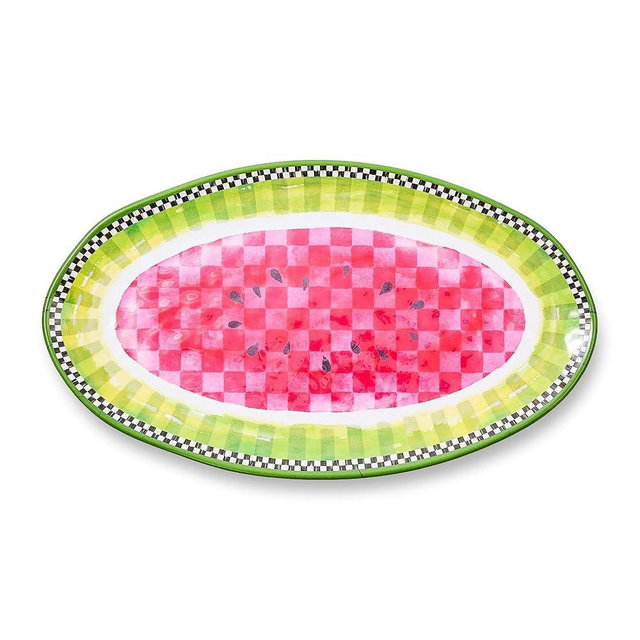 MACKENZIE-CHILDS Oval Melamine Platter, Decorative Serving Plate for Entertaining, Watermelon