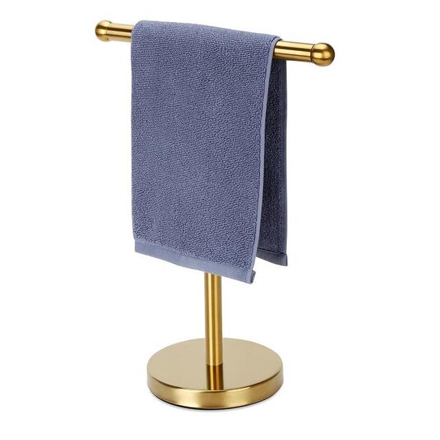 Hand Towel Holder Gold, Hand Towel Rack Stand with Heavy Weighted Base, Countertop Hand Towel Holder Stand for Bathroom，SUS304 Stainless Steel (Gold)