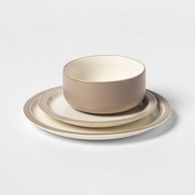 12pc Porcelain Ollers Dinnerware Set White/Brown - Project 62™