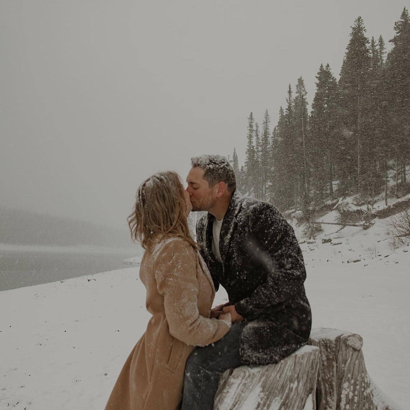 It started snowing so much both of our hair froze