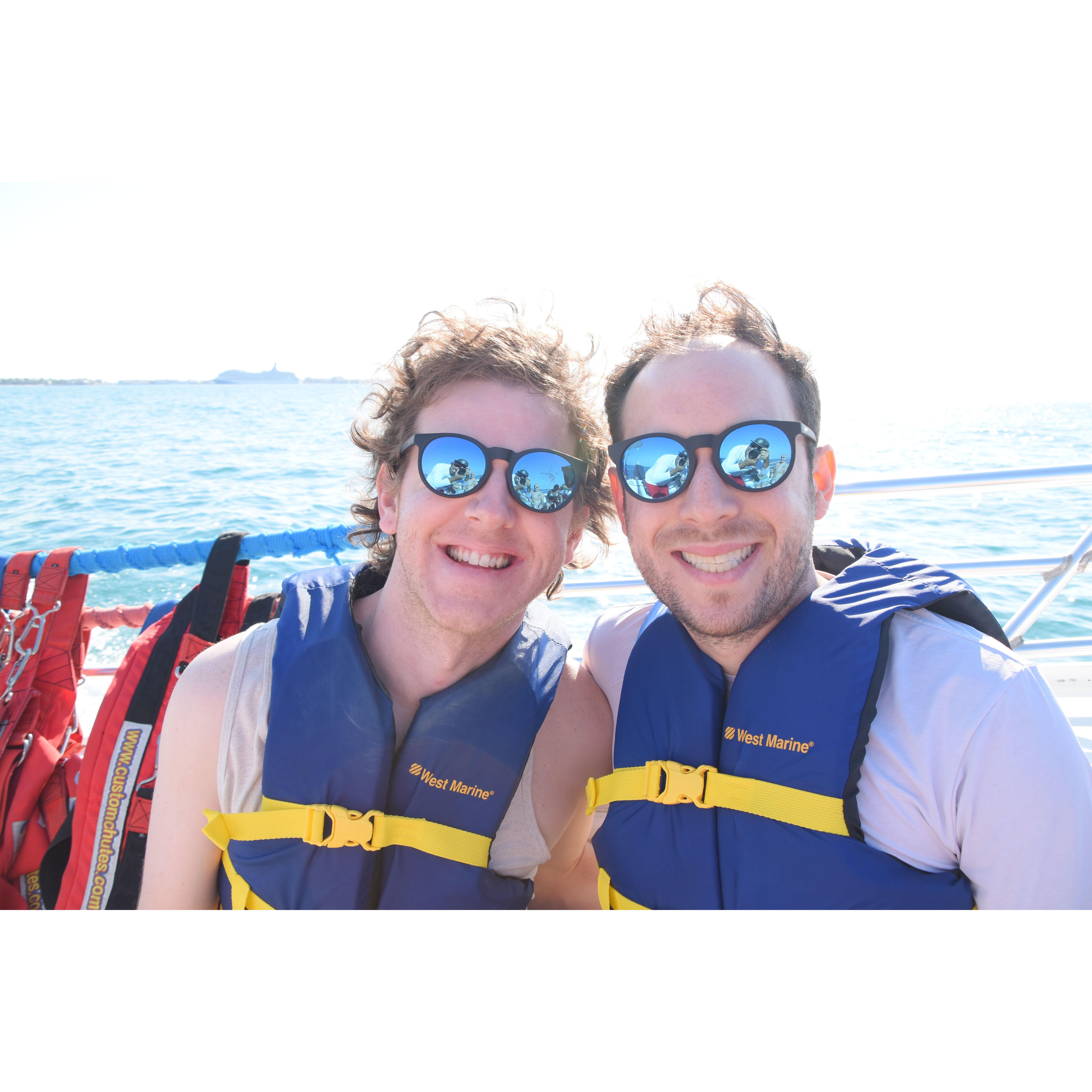 March 2023 - Key West, Florida - It was our first cruise and Eli made me go parasailing.
