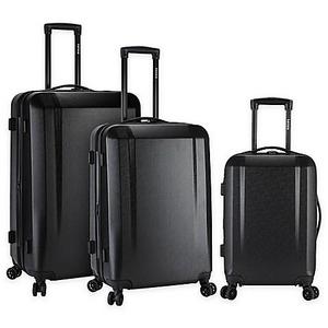 Kensie 3-Piece Hardside Spinner Luggage Set in Matte Black