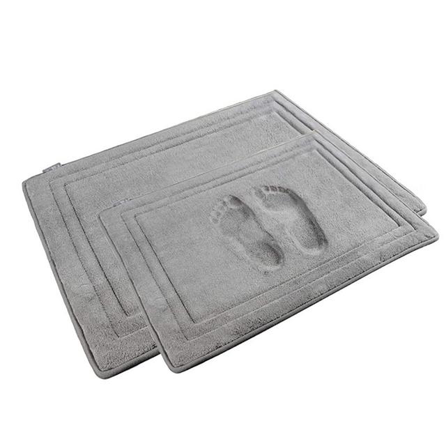 YOUTHLOTUS Memory Foam Bath Rug Mat Set 2 Piece, Grey Non Slip Bathroom Shower Carpet for Floor/Tub, Water Absorbent/Machine Washable/Quickly Dry, 17"x24"/20" x32"