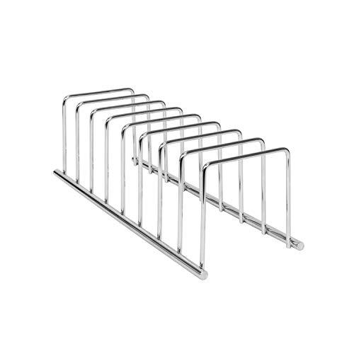 Spectrum Diversified Euro Kitchen Organizer for Plates, Cutting Boards Bakeware, Cooling, Pots & Pans, Serving Trays, Reusable Containers, and Lids Holder Rack, Chrome