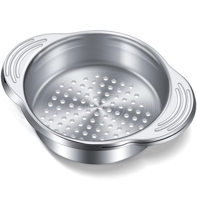 Tuna Can Strainer Stainless Steel Food Can Strainer Sieve Metal Tuna Press Lid Canning Colander Oil Drainer Tuna Can Filter for Beans Vegetables (1 Piece)