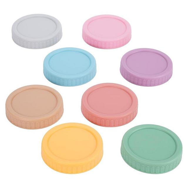 Wide Mouth Mason Jar Lids - ChefBee 8PCS Colored Mason Plastic Lids Wide Mouth, Leak Proof Plastic Canning Covers for Jars, Reusable Can Covers Tops Caps with Rings for Ball, Kerr and More