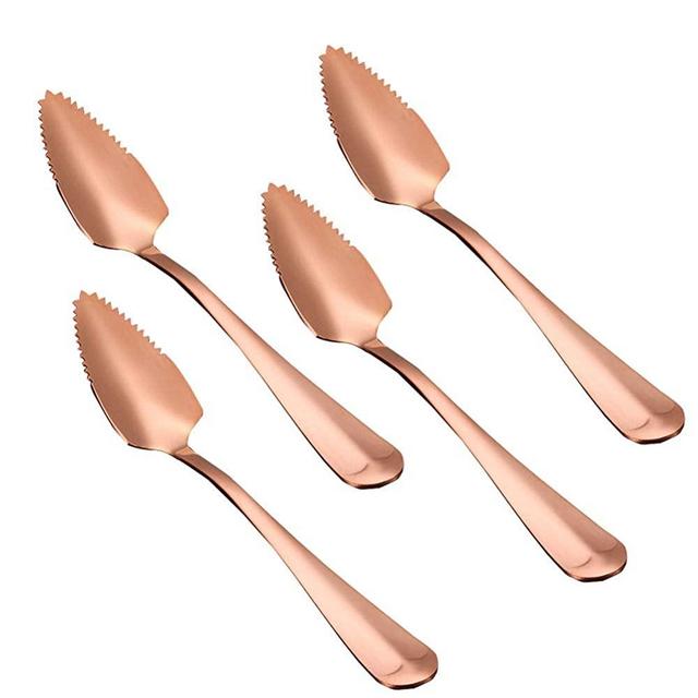 Grapefruit Spoons, Rose gold Stainless Steel Grapefruit Spoons with Serrated Edges for Citrus Fruit and Dessert, Set of 4