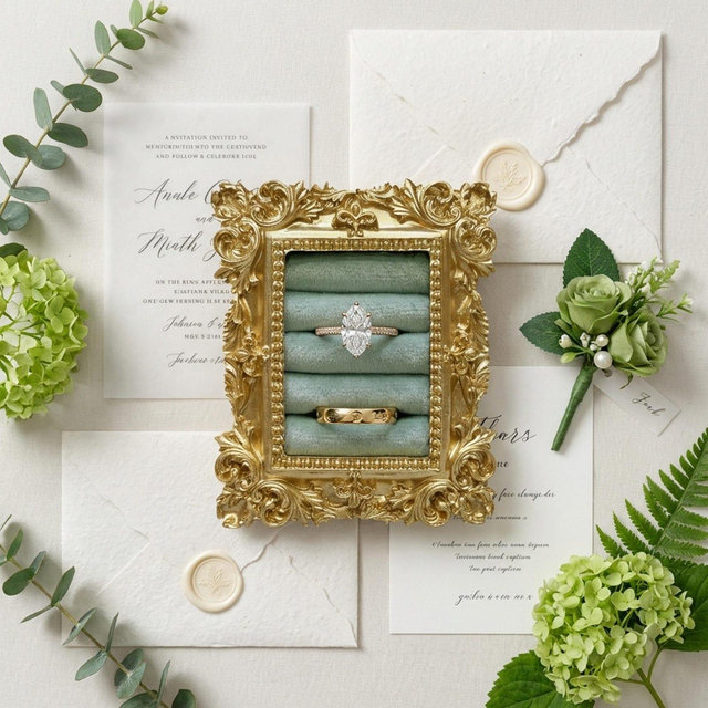 Vintage wedding ring holder, Wedding ring display frame, Flat lay ring holder frame,Elegant ring stand wedding,Wedding jewelry box organizer