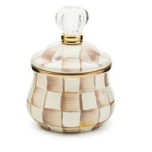 MacKenzie-Childs Mocha Check Lidded Sugar Bowl