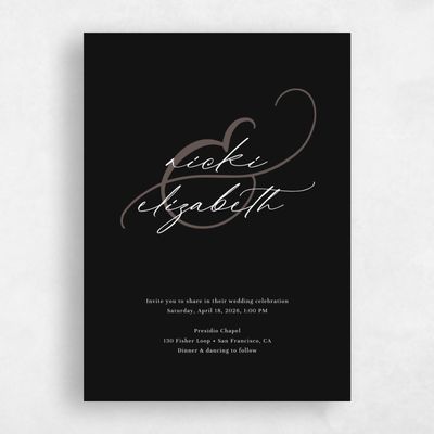 Black Wedding Invitation - Temecula Portrait