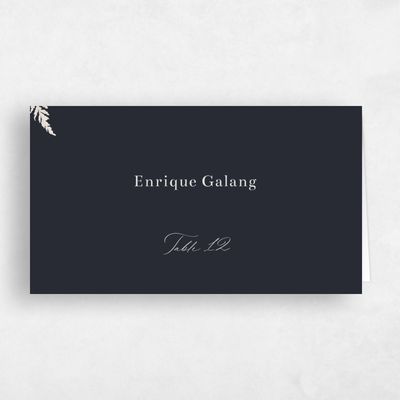 Black Whimsical Wedding Place Card - Almada