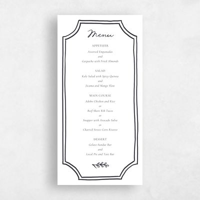 White Wedding Menu - Katinka