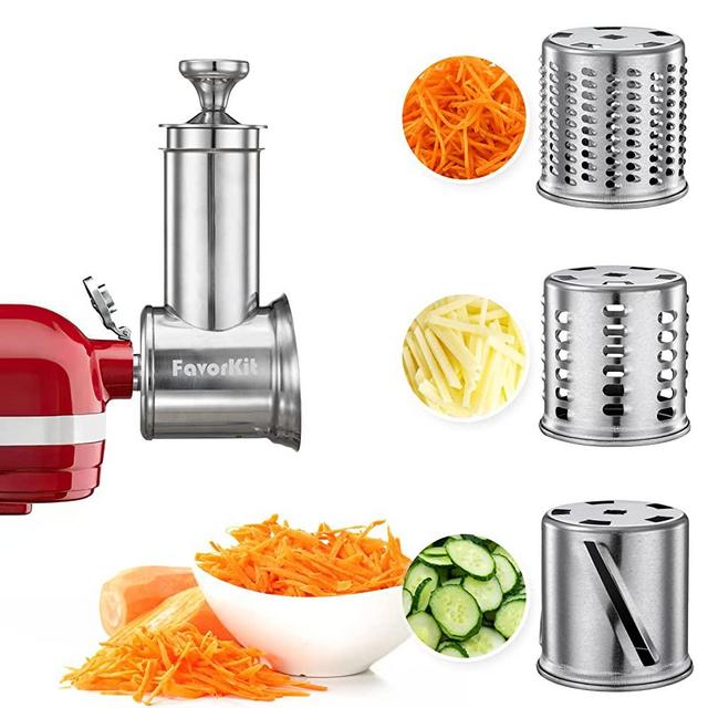 Stainless Steel Slicer Shredder Attachment for KitchenAid Mixer, Bigger size, Shredder for KitchenAid, Cheese Grater for Kitchenaid Attachment