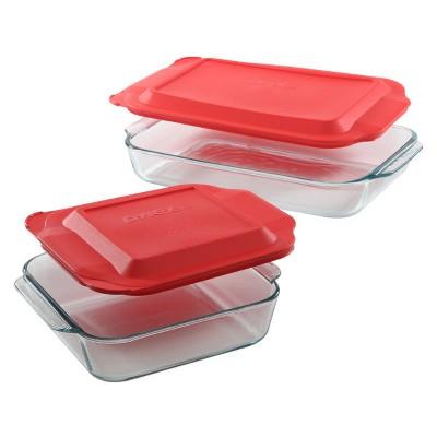 Pyrex 4pc Bakeware Value Set Red