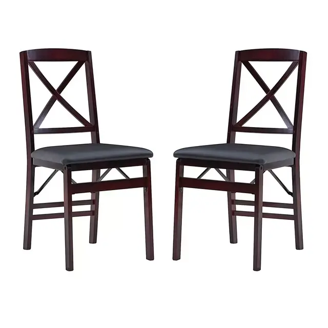 Triena X Back Folding Chairs in Espresso (Set of 2)