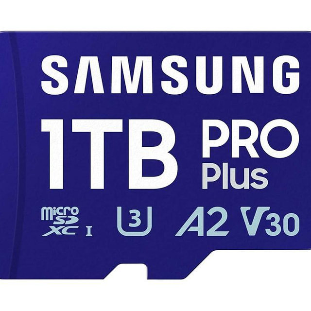 SAMSUNG PRO Plus microSD Memory Card + Adapter, 1TB MicroSDXC, Up to 180 MB/s, Full HD & 4K UHD, UHS-I, C10, U3, V30, A2 for Android Phones, Tablets, GoPRO, DJI Drone, MB-MD1T0SA/AM, 2024