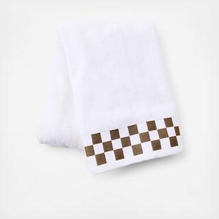 Mocha Check Cotton Border Bath Towel