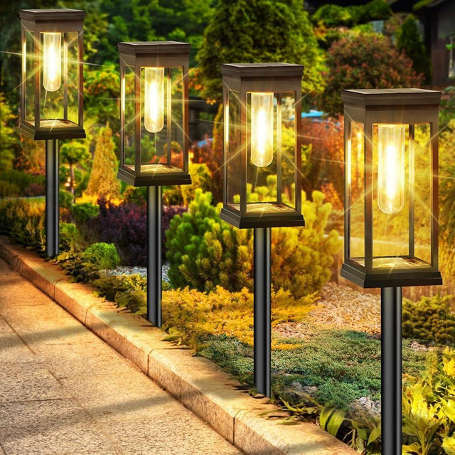 【Upgraded】Solar Pathway Lights Outdoor, 8-Pack Large LED Solar Lights Outdoor Waterproof, Super Bright Outside Solar Lights for Yard, Solar Powered Landscape Lighting for Garden Walkway, Warm White