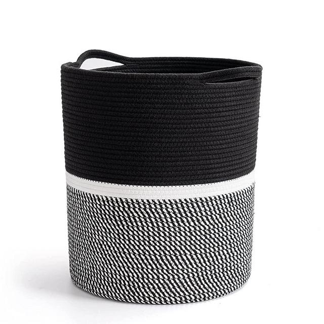 INDRESSME Large Cotton Rope Basket 14.2 x 13.4 x 16.2 inches Baby Laundry Toy Basket Storage Kids Tall Woven Basket Blanket Nursery Hamper Bin