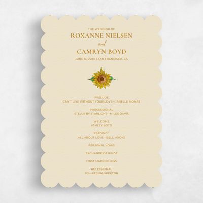 Beige Scalloped Wedding Program - Bonnie