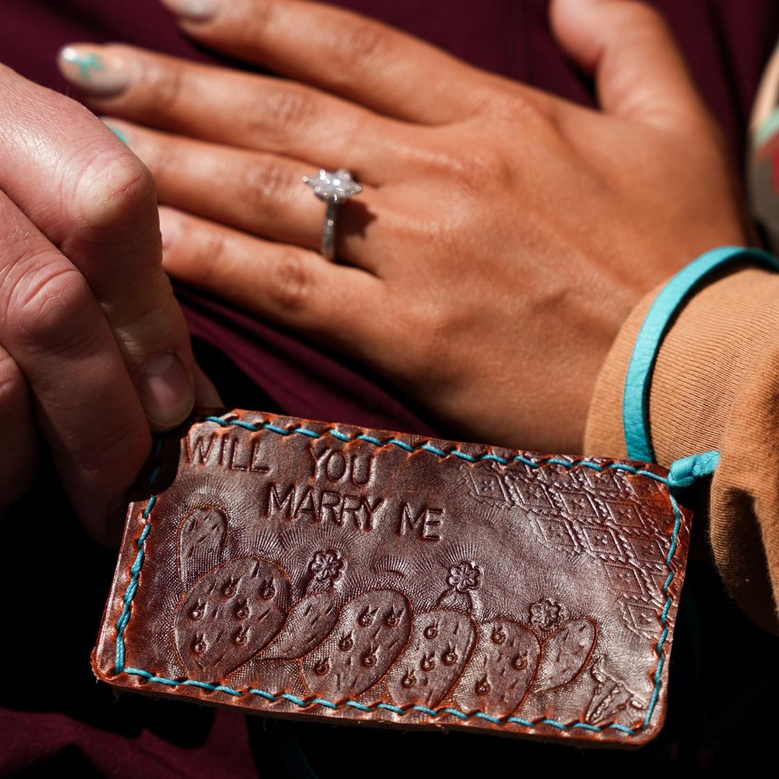He stamped, stained and sewed the leather piece himself🥺