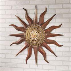 Sun Dance Indoor Outdoor Metal and Mosaic Glass Wall Sculpture