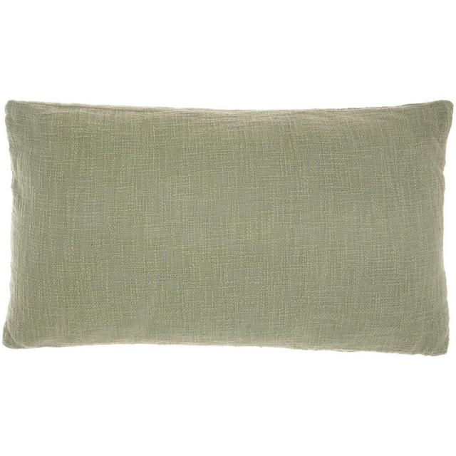 14"x24" Oversized Life Styles Solid Woven Cotton Lumbar Throw Pillow Sage - Mina Victory