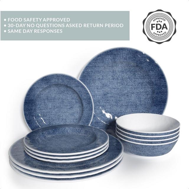 Eulys 12 Piece Melamine Dinnerware Set, Service for 4
