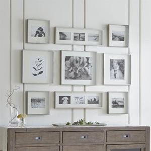 Brushed Silver Picture Frame Gallery, Set of 9