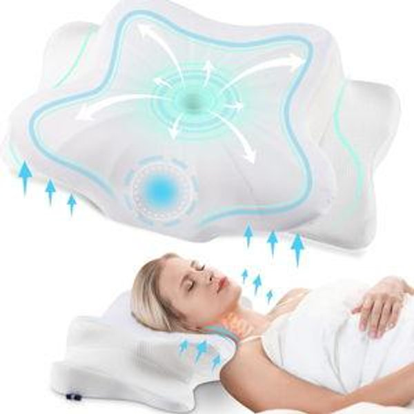 DONAMA Cervical Pillow for Neck and Shoulder,Contour Memory Foam Pillow,Ergonomic Neck Support Pillow for Side Back Stomach Sleepers with Pillowcase-Standard Size