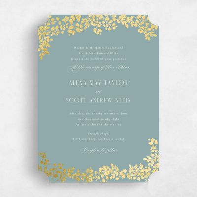 Blue Ticket Wedding Invitation - Calla Classic Foil